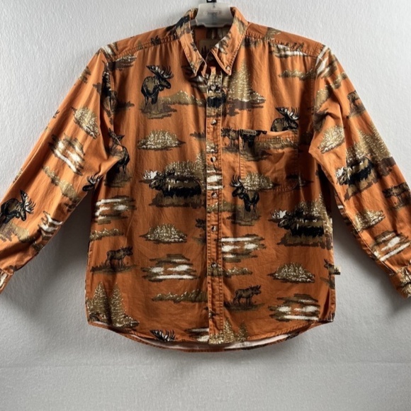 Outdoor Life Men's Elk Theme Button Down Long Sleeve 100% Cotton Sz Medium - Picture 1 of 10